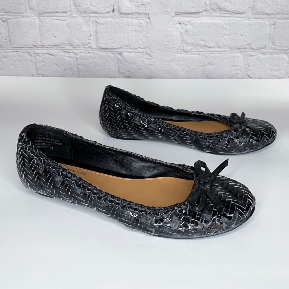 Kelsi Dagger Vala woven‎ black flats size 7